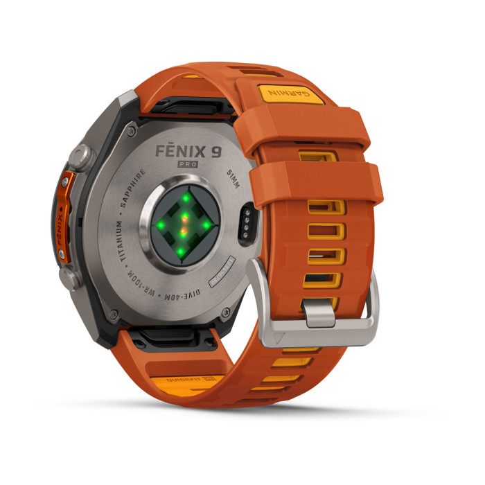 Смарт-часы Garmin Fenix 9 Pro 51mm Titanium with Autumn Orange/Spark Orange Silicone Band (010-04337-05)