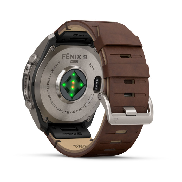 Смарт-часы Garmin Fenix 9 Pro 51 mm Titanium with Walnut Leather Band (010-04337-40)