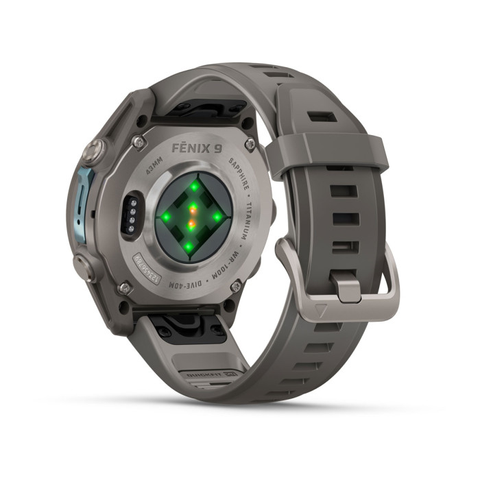 Смарт-часы Garmin Fenix 9 43mm Titanium with Pebble Gray Silicone Band (010-04761-10)