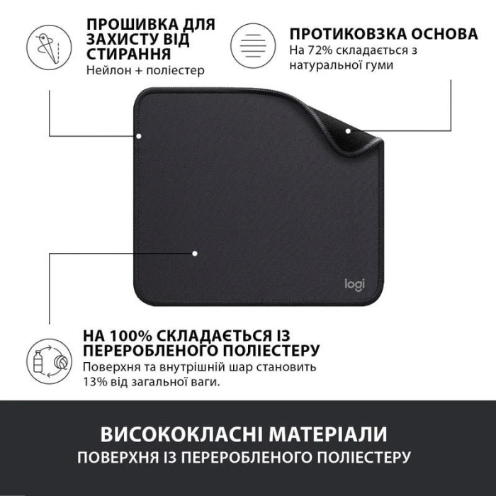 Коврик для мыши Logitech Mouse Pad Studio Series Graphite (956-000035)