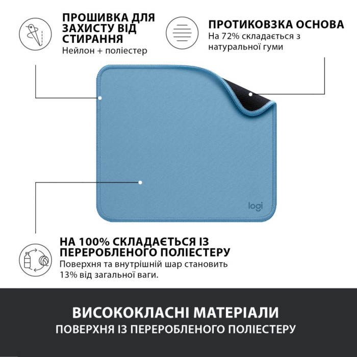 Коврик для мыши Logitech Mouse Pad Studio Series Blue Grey (956-000038)