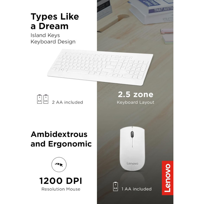 Беспроводной комплект Lenovo 510 Wireless Combo White (GX30W75336)