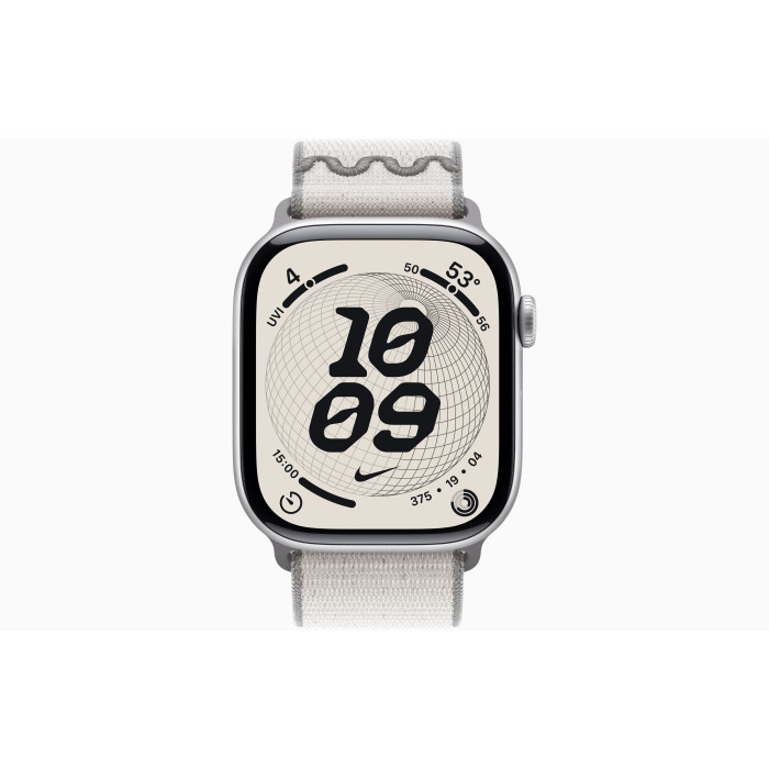 Смарт-часы Apple Watch Series 11 GPS 46mm Silver Aluminum Case / Veiled Gray Nike Sport Loop (MEWC4 + MGD44)