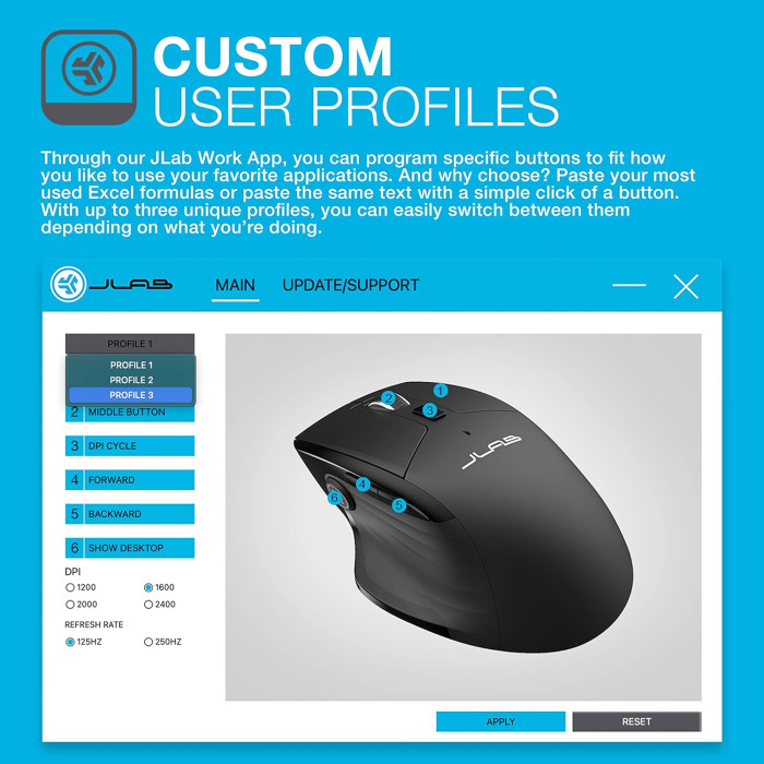 Миша Jlab Jbuds Wireless Mouse (MJBMOUSERBLK124)