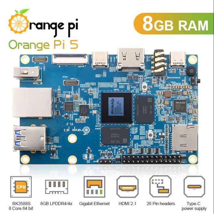 Одноплатний комп'ютер Orange Pi 5 RAM 8GB