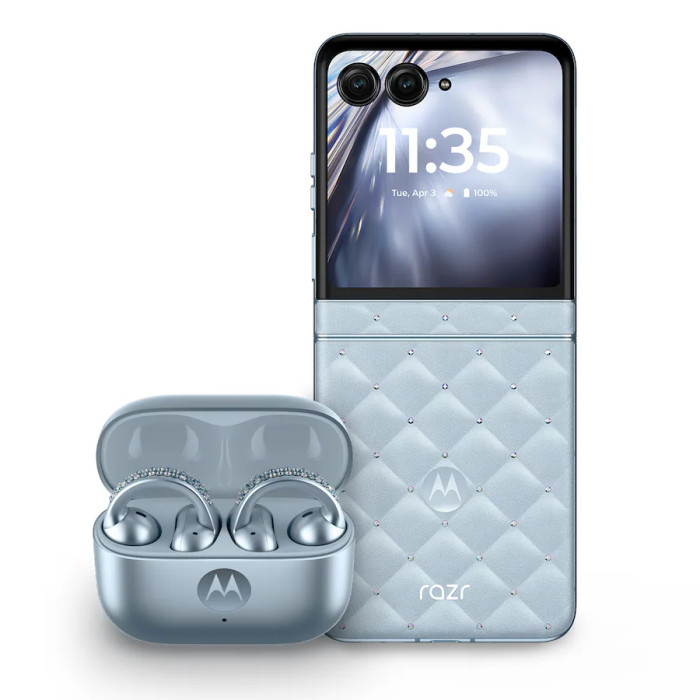 Смартфон Motorola Razr Ultra 2025 16/256GB with bud loops PANTONE Ice Melt (Collections Crystal by Swarovski)