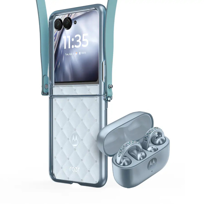 Смартфон Motorola Razr Ultra 2025 16/256GB with bud loops PANTONE Ice Melt (Collections Crystal by Swarovski)