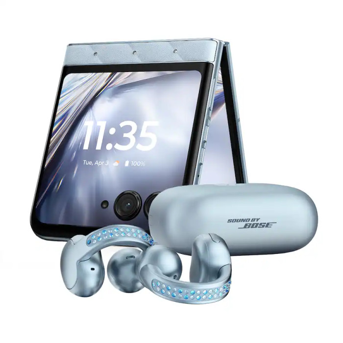 Смартфон Motorola Razr Ultra 2025 16/256GB with bud loops PANTONE Ice Melt (Collections Crystal by Swarovski)