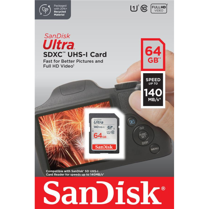 Карта памяти SanDisk 64 GB SDXC UHS-I U1 Ultra (SDSDUNB-064G-GN6IN)