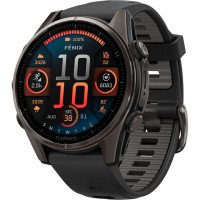 Смарт-часы Garmin Fenix 8 43mm AMOLED Sapphire Carbon Gray DLC Tit. w. Black/Pebble Gray S. Band (010-02903-20/21/28)