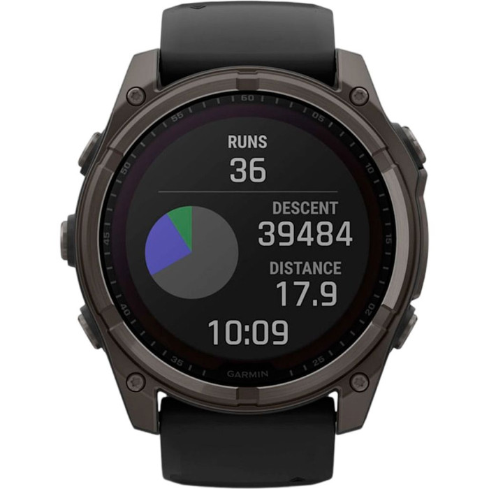 Смарт-годинник Garmin Fenix 8 51mm Solar Sapphire Carbon Gray DLC Titanium w. Black/Pebble Gray S. Band (010-02907-10/11/7) Ідеальний Стан