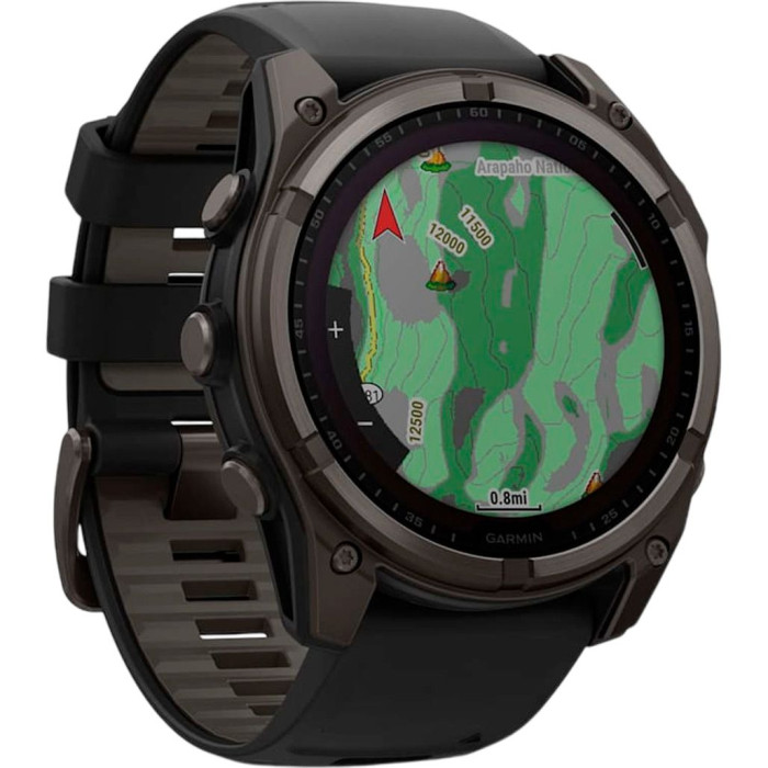 Смарт-годинник Garmin Fenix 8 51mm Solar Sapphire Carbon Gray DLC Titanium w. Black/Pebble Gray S. Band (010-02907-10/11/7) Ідеальний Стан