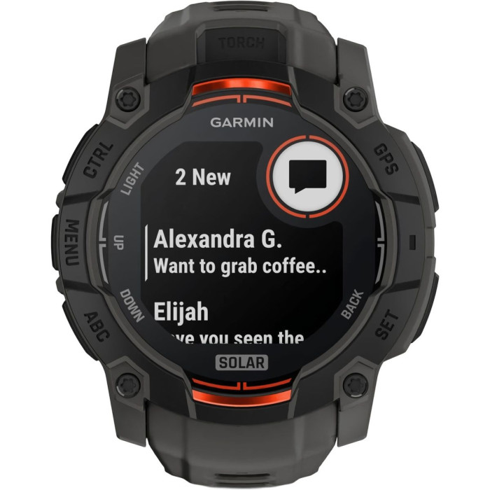 Смарт-часы Garmin Instinct 3 50mm Solar Black with Charcoal Band (010-02935-00/40)