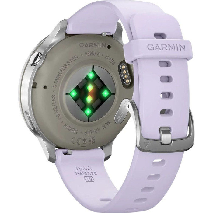 Смарт-годинник Garmin Venu 4 41 mm Silver with Periwinkle Silicone Band (010-03013-01)