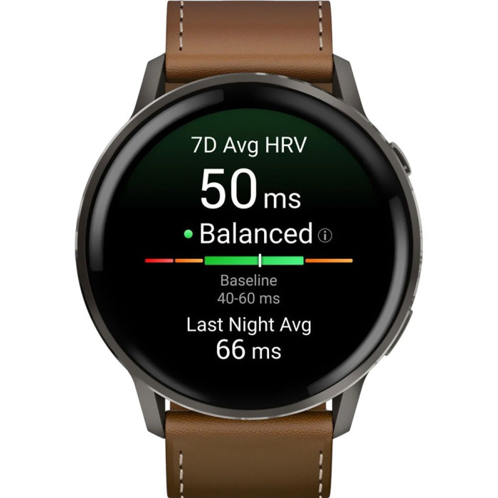Смарт-часы Garmin Venu 4 45 mm Slate with Brown Leather Band (010-03014-03)
