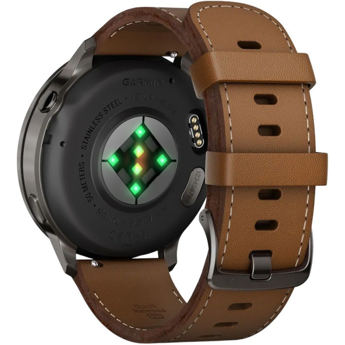 Смарт-часы Garmin Venu 4 45 mm Slate with Brown Leather Band (010-03014-03)
