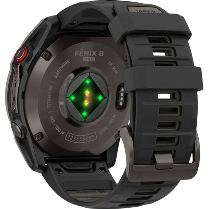 Смарт-годинник Garmin Fenix 8 Pro 51 mm AMOLED Carbon Gray DLC Titanium with Black/Pebble Gray (010-03199-00/01) (Зірвана пломба)