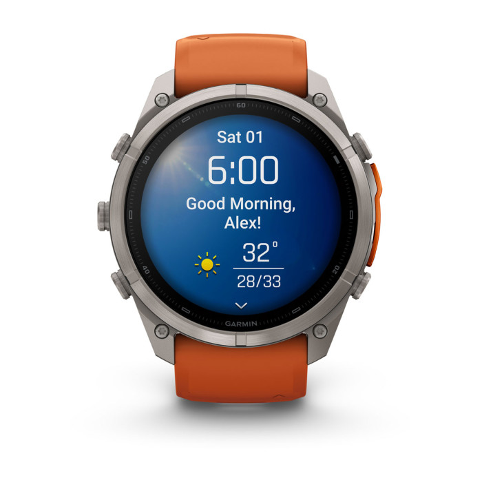 Смарт-годинник Garmin Fenix 9 Pro 51mm Titanium with Autumn Orange/Spark Orange Silicone Band (010-04337-05)