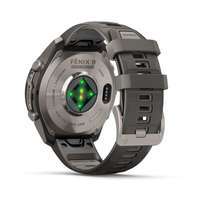 Смарт-годинник Garmin Fenix 9 Pro Solar 51mm Titanium with Pebble Gray/Silver Gray Silicone Band (010-04339-05)