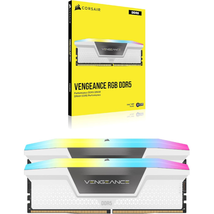 Пам'ять для настільних комп'ютерів Corsair 64 GB (2x32GB) DDR5 5200 MHz Vengeance RGB - White (CMH64GX5M2B5200C40W)