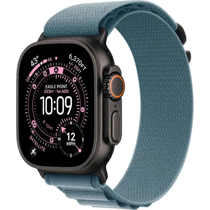Смарт-годинник Apple Watch Ultra 3 GPS + Cellular 49mm Black Tit. Case w. Light Blue Alpine Loop - Medium (MF254+MG9L4)