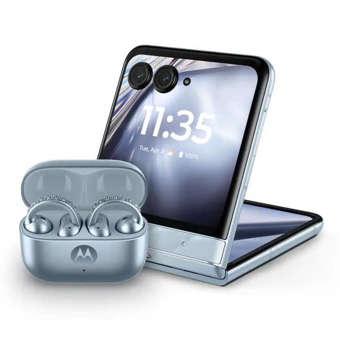 Смартфон Motorola Razr Ultra 2025 8/256GB with bud loops PANTONE Ice Melt (Collections Crystal by Swarovski)