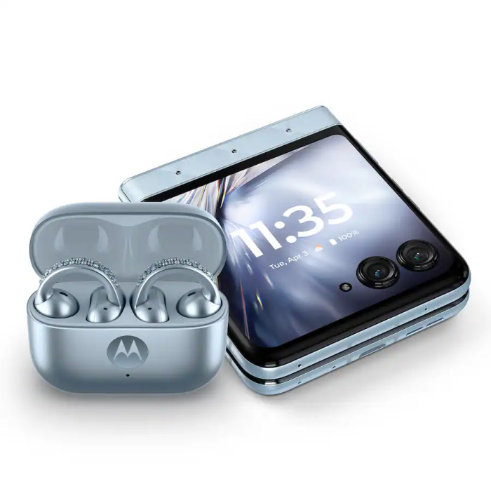 Смартфон Motorola Razr Ultra 2025 16/256GB with bud loops PANTONE Ice Melt (Collections Crystal by Swarovski)