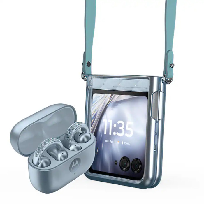 Смартфон Motorola Razr Ultra 2025 16/256GB with bud loops PANTONE Ice Melt (Collections Crystal by Swarovski)