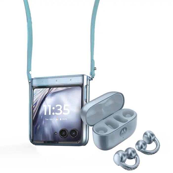 Смартфон Motorola Razr Ultra 2025 8/256GB with bud loops PANTONE Ice Melt (Collections Crystal by Swarovski)