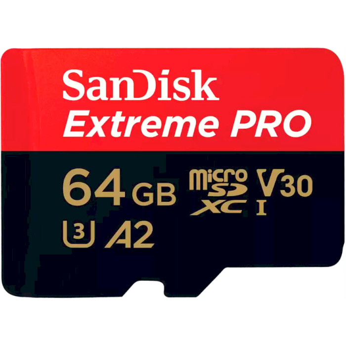 Карта пам'яті SanDisk 64 GB microSDXC UHS-I U3 Extreme Pro + SD Adapter (SDSQXCU-064G-GN6MA)