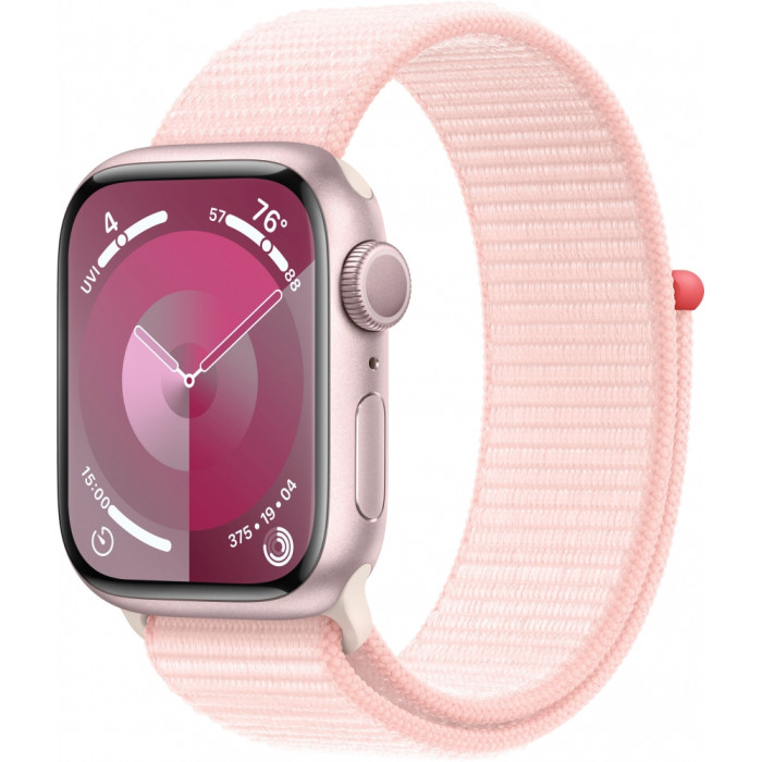 Apple Watch Series 9 GPS + Cellular 45mm Pink Alu. Case w. Light Pink Sport Loop (MRMM3)