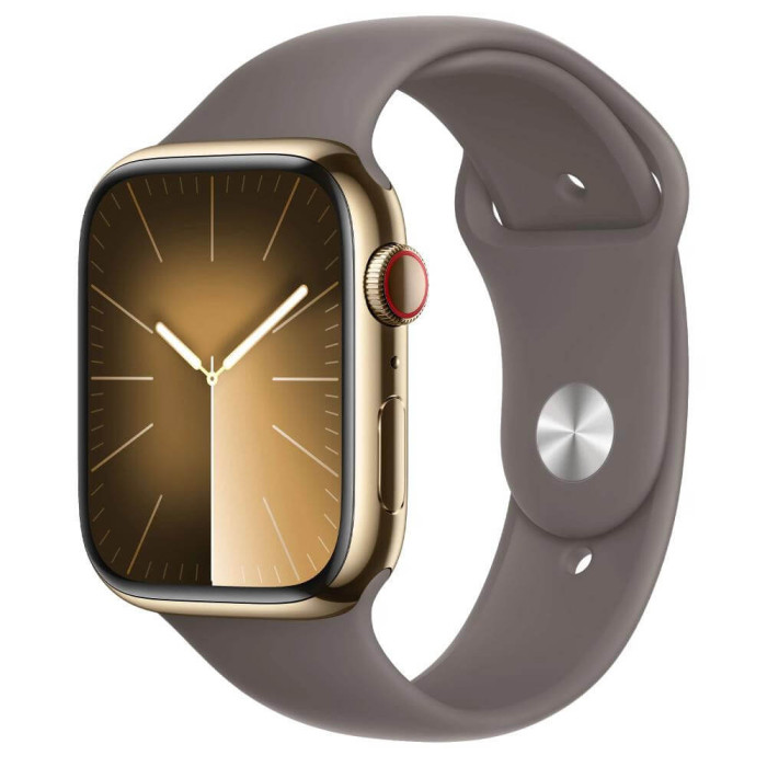 Apple Watch Series 9 GPS + Cellular 41mm Gold S. Steel Case w. Clay S. Band - S/M (MRJ53)