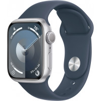 Apple Watch Series 9 GPS + Cellular 45mm Silver Alu. Case w. Storm Blue S. Band - M/L (MRMH3)