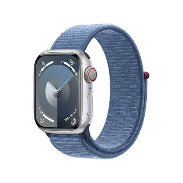 Apple Watch Series 9 GPS + Cellular 45mm Silver Aluminum Case with Winter Blue Sport Loop (MRMJ3)