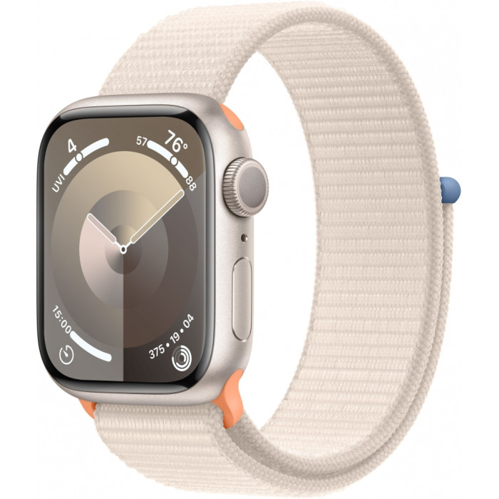Apple Watch Series 9 GPS + Cellular 45mm Starlight Alu. Case w. Starlight Sport Loop (MRMA3)