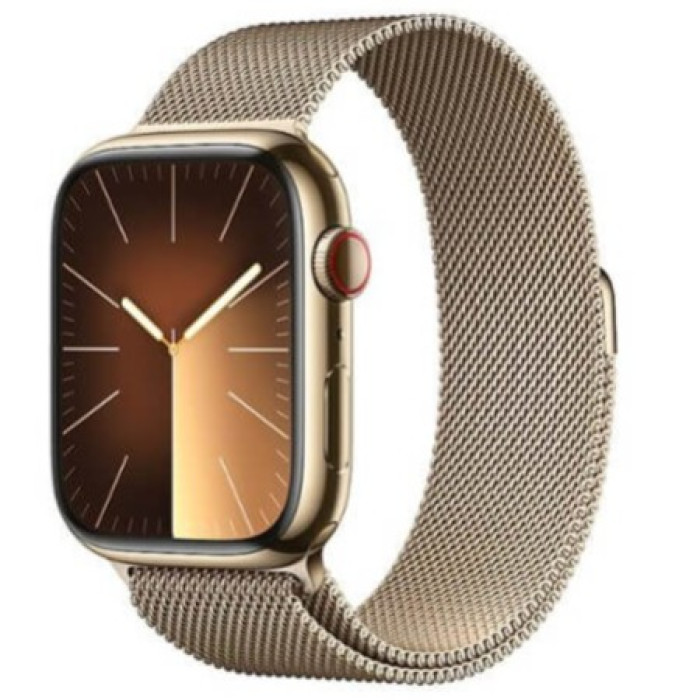 Apple Watch Series 9 GPS + Cellular 45mm Gold S. Steel Case w. Gold Milanese Loop (MRMU3)