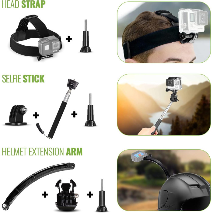 DigiNerds 50 in 1 Action Camera Accessory Kit Compatible with GoPro Hero11/10/9/8/7/6/5, GoPro Max, GoPro Fusion 10+ (DNACTIONKIT50V2BK)