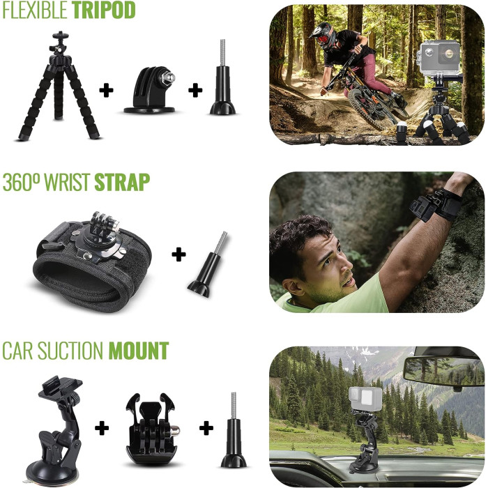 DigiNerds 50 in 1 Action Camera Accessory Kit Compatible with GoPro Hero11/10/9/8/7/6/5, GoPro Max, GoPro Fusion 10+ (DNACTIONKIT50V2BK)